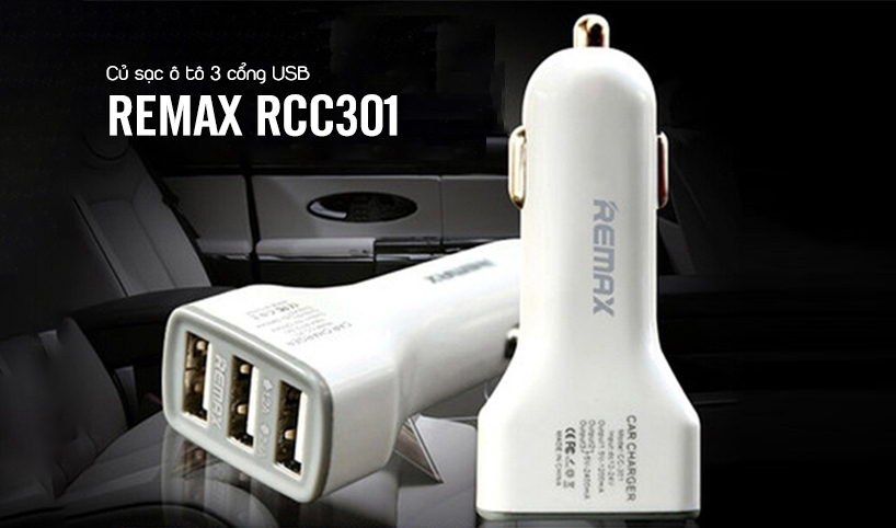 Củ sạc ô tô 3 cổng USB Remax RCC301 slide1