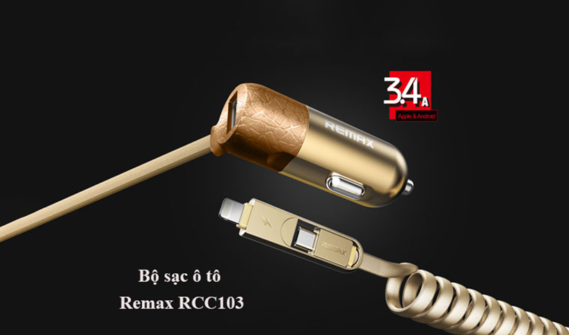 Bộ sạc điện thoại trên ô tô Remax RCC - 103 slide1