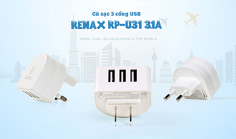 Củ sạc 3 cổng USB Remax RP - U31 slide 1
