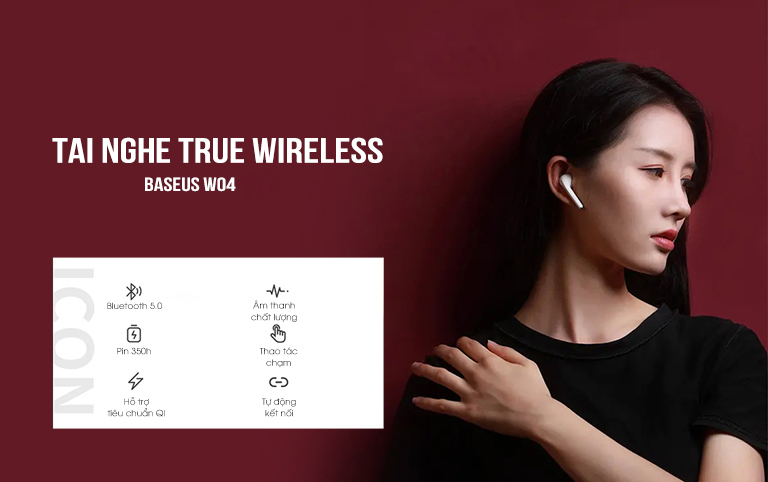 Tai nghe True Wireless Baseus W04 chính hãng 1