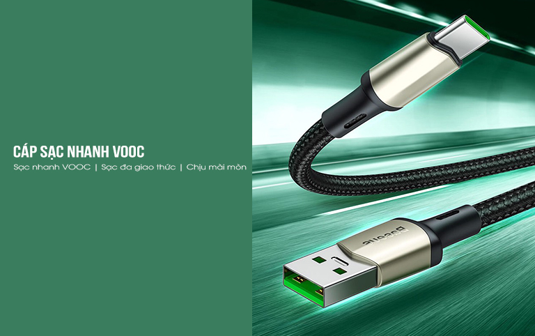 Cáp sạc nhanh Vooc USB to Type C 2m Baseus VB01 1
