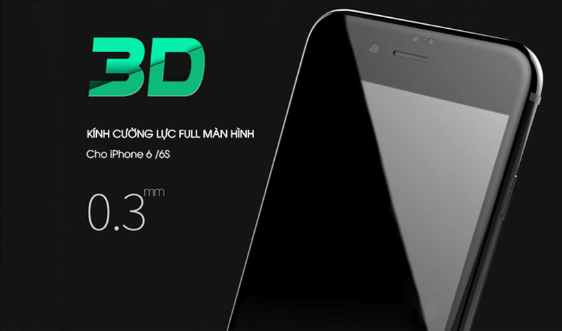 Kính cường lực iPhone 6/6S full màn hình 3D siêu mỏng 0.3mm slide1